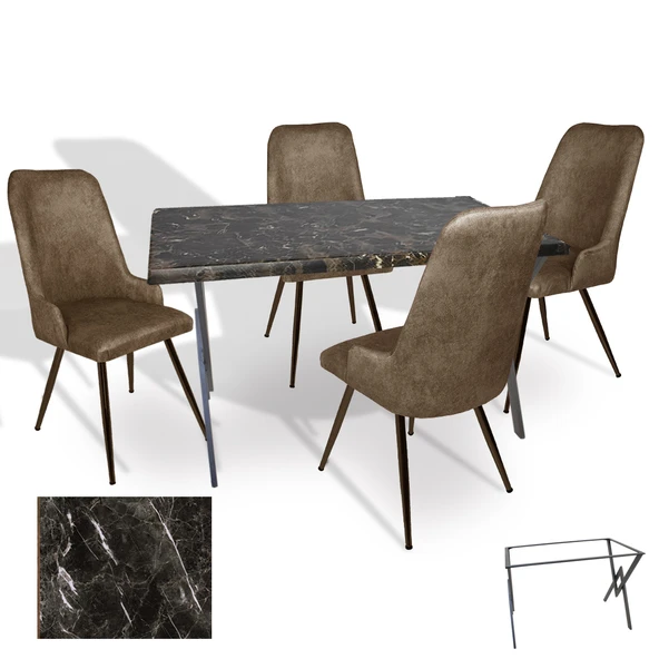 Anemon - Çırağan Masa Takımı (Werzalit, Allzalit, Vermodin Tabla 80x120) - (Teramo - Kahve) ürün görseli 1