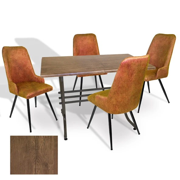 Japon - Çırağan Masa Takımı - 70x120 (Werzalit, Wermodin ve Allzalit Tabla) - (Rustic Dark- Kiremit) ürün görseli 1