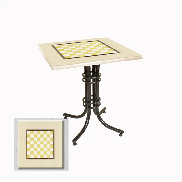 Buket Kare ESB Masa 80x80cm - (Werzalit, Wermodin ve Allzalit Tabla) - Satranç Krem ürün görseli 1