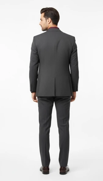 Erkek Kendinden Örmeli Çift Düğmeli Blazer Ceket – Tek Yırtmaçlı, Modern Klasik Kesim ürün görseli 1