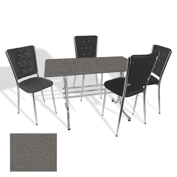Japon - Kapitoneli Masa Takımı - 70x120 (Werzalit, Wermodin ve Allzalit Tabla) - (Twister - Siyah) ürün görseli 1