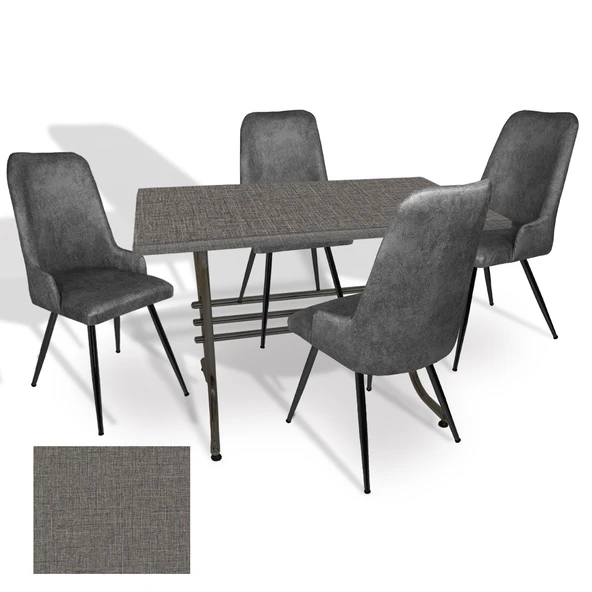 Japon - Çırağan Masa Takımı - 80x120 (Werzalit, Wermodin ve Allzalit Tabla) - (Twister - Füme) ürün görseli 1