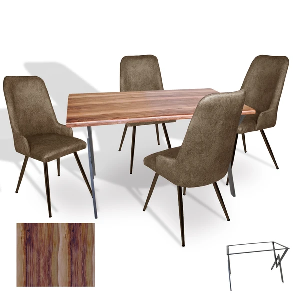 Anemon - Çırağan Masa Takımı (Werzalit, Allzalit, Vermodin Tabla 80x120) - (Indıana Wood - Kahve) ürün görseli 1