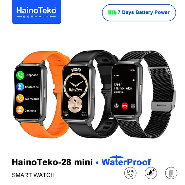 Hainoteko-28 Mini Amoled Akıllı Saat 3 Kordon Uzun Pil Ömürlü SİYAH KASA ürün görseli 1