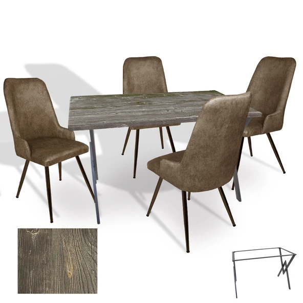 Anemon - Çırağan Masa Takımı (Werzalit, Allzalit, Vermodin Tabla 80x120) - (Old Pine  - Kahve) ürün görseli 1