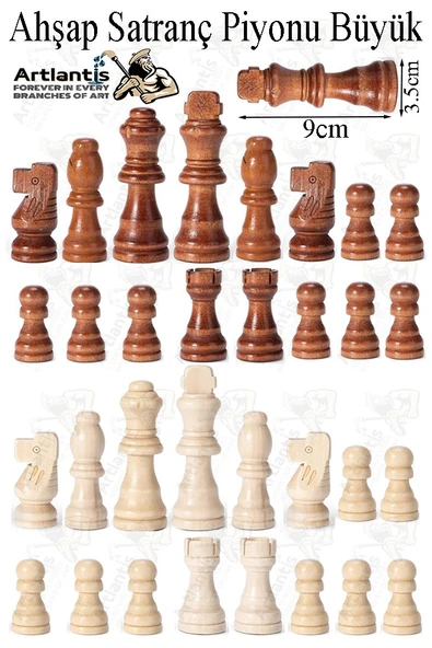 Yedek Ahşap Satranç Taşı 9 cm No:4 1 Adet Küçük Satranç 90 mm 16 Parça Plastik Satranç Taşları Şah Vezir Fil At Kale ürün görseli 1