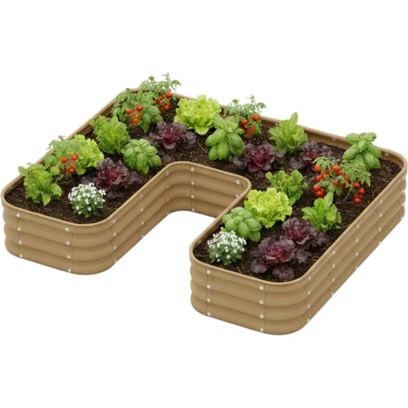 Modüler Yükseltilmiş Bahçe Sebze Yatağı No:24 (165X140) Bej ürün görseli 1