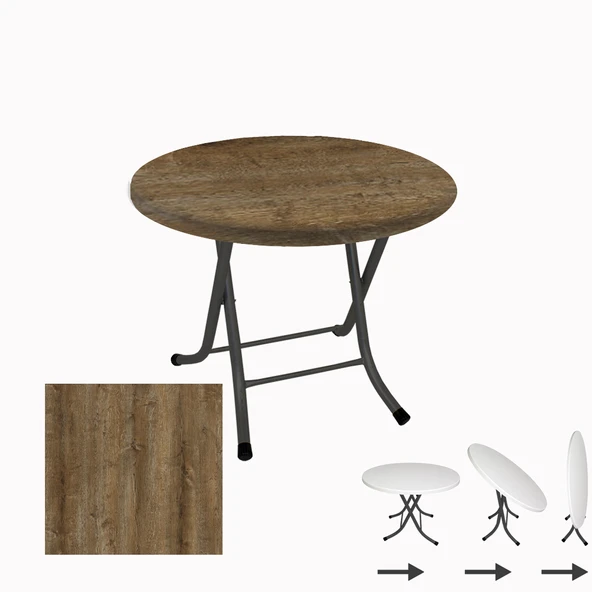 Klasik Katlanır Masa Yuvarlak (70 cm Çap) - (Werzalit, Wermodin ve Allzalit Tabla) - Canyon Hidalgo ürün görseli 1