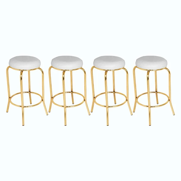 Bar Taburesi Gold (4 Adet) - Beyaz ürün görseli 1