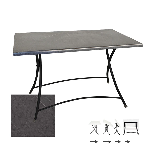 Modern Katlanır Masa 70x120 cm - (Werzalit, Wermodin ve Allzalit Tabla) - Grey Marble ürün görseli 1