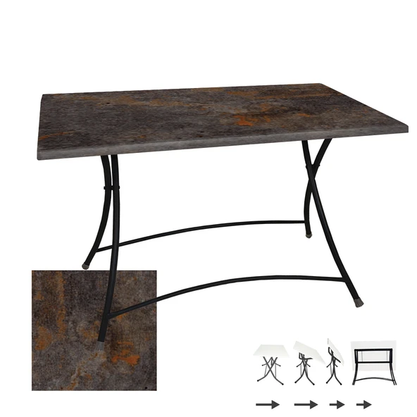 Modern Katlanır Masa 80x120 cm - (Werzalit, Wermodin ve Allzalit Tabla) - Metalic Oxid 3 ürün görseli 1