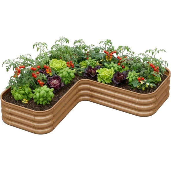 Modüler Yükseltilmiş Bahçe Sebze Yatağı No:20 (140X140) Bej ürün görseli 1