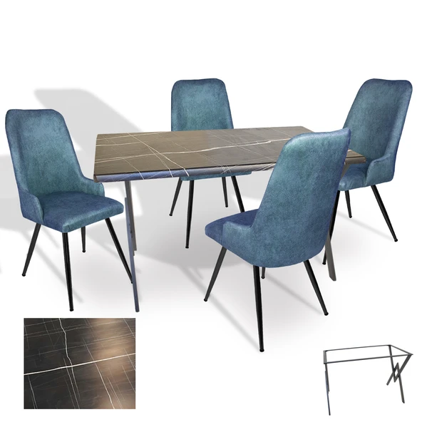 Anemon - Çırağan Masa Takımı (Werzalit, Allzalit, Vermodin Tabla 80x140) - (Palazzo - Mavi) ürün görseli 1