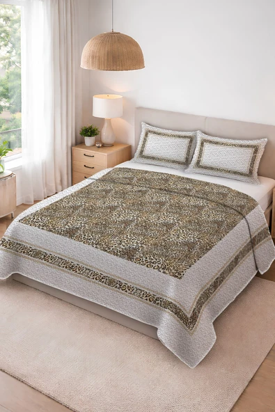 Parlak Kadife Kumaş Kapitoneli Çift Kişilik Yatak Örtüsü Seti (3 Parça) CKY0064 RENKLİ 240 X 260 ürün görseli 1