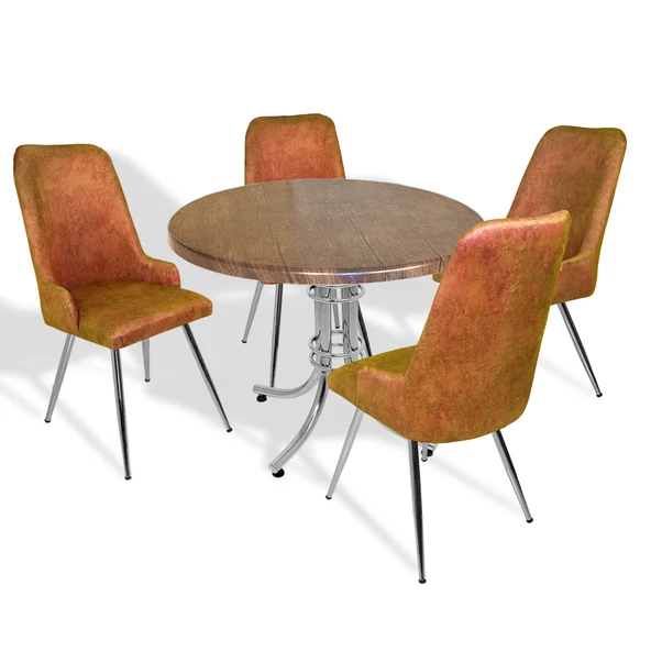 Buket - Çırağan Mutfak Masa Takımı - Yuvarlak 90cm Çap (Werzalit, Wermodin ve Allzalit Tabla) - Antik Dark-Kiremit ürün görseli 1