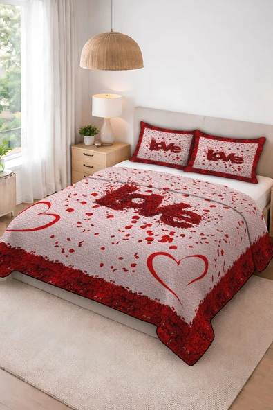 Parlak Kadife Kumaş Kapitoneli Çift Kişilik Yatak Örtüsü Seti (3 Parça) CKY0045 RENKLİ 240 X 260 ürün görseli 1