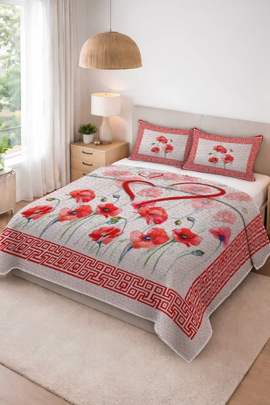 Parlak Kadife Kumaş Kapitoneli Çift Kişilik Yatak Örtüsü Seti (3 Parça) CKY0084 RENKLİ 240 X 260 ürün görseli 1