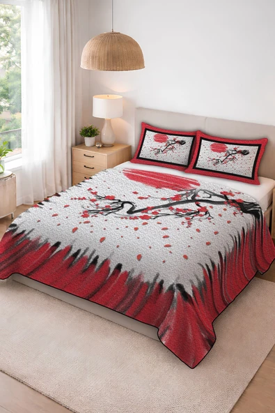 Parlak Kadife Kumaş Kapitoneli Çift Kişilik Yatak Örtüsü Seti (3 Parça) CKY0085 RENKLİ 240 X 260 ürün görseli 1