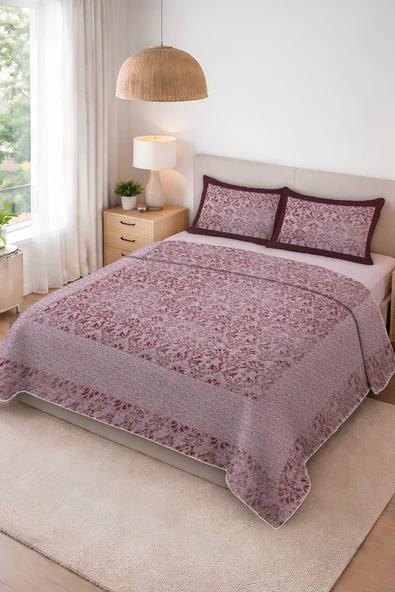 Parlak Kadife Kumaş Kapitoneli Çift Kişilik Yatak Örtüsü Seti (3 Parça) CKY0051 RENKLİ 240 X 260 ürün görseli 1