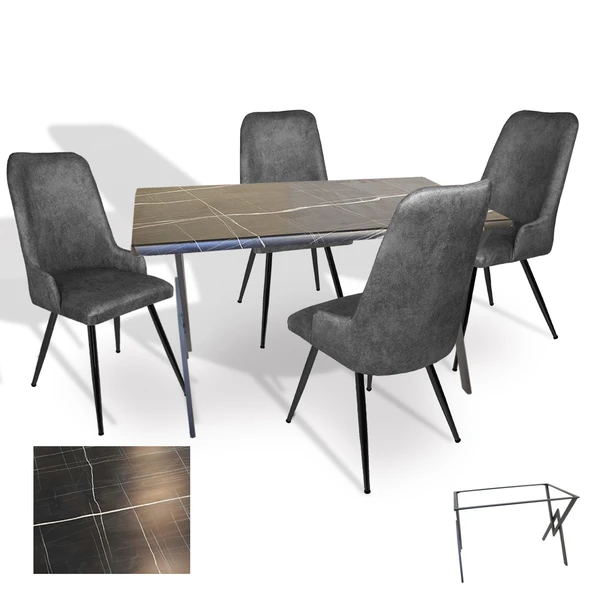 Anemon - Çırağan Masa Takımı (Werzalit, Allzalit, Vermodin Tabla 80x140) - (Palazzo - Füme) ürün görseli 1