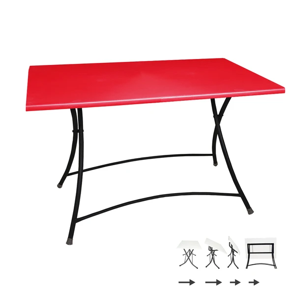 Modern Katlanır Masa 70x120 cm - (Werzalit, Wermodin ve Allzalit Tabla) - Kırmızı ürün görseli 1