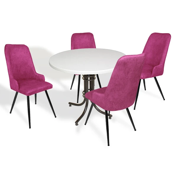 Buket - Çırağan Mutfak Masa Takımı - Yuvarlak 90cm Çap (Werzalit, Wermodin ve Allzalit Tabla) - Beyaz-Mor ürün görseli 1