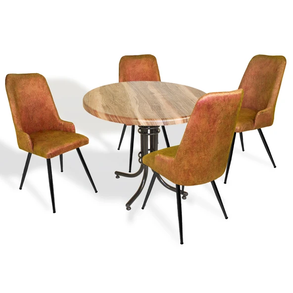 Buket - Çırağan Mutfak Masa Takımı - Yuvarlak 90cm Çap (Werzalit, Wermodin ve Allzalit Tabla) - Indiana Wood-Kiremit ürün görseli 1