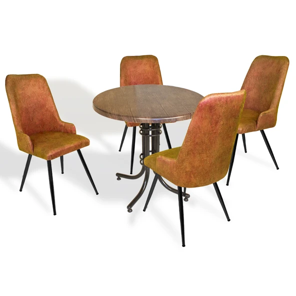 Buket - Çırağan Mutfak Masa Takımı - Yuvarlak 90cm Çap (Werzalit, Wermodin ve Allzalit Tabla) - Antik Dark-Kiremit ürün görseli 1