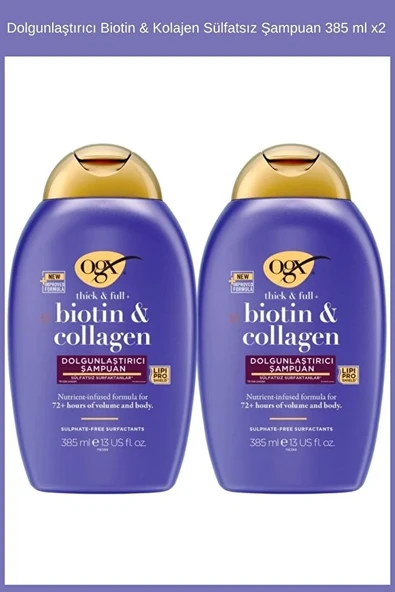 OGX Dolgunlaştırıcı Biotin & Kolajen Sülfatsız Şampuan 385 ml x2 ürün görseli 1