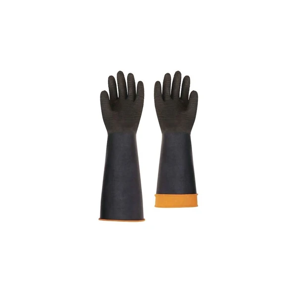 Vento H2-60 Kauçuk Siyah Tırtıklı Asit Eldiveni 60 Cm ürün görseli 1