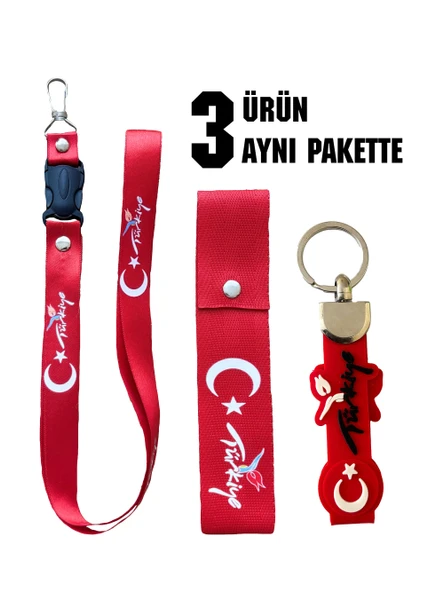 Türkiye baskılı, Tampon-Ayna ipi-Silikon Anahtarlık, 3'lü Set ürün görseli 1