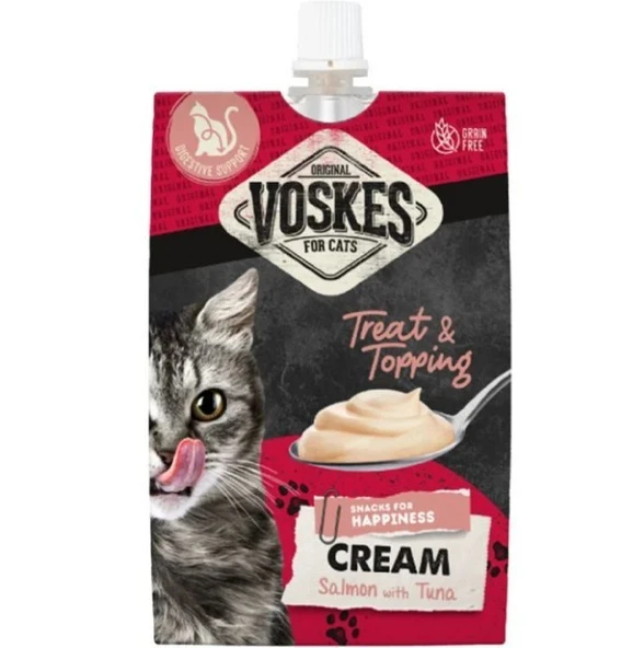 4 Adet Voskes Cream Somon ve Ton Balıklı Kedi Ödülü 90gr ürün görseli 1