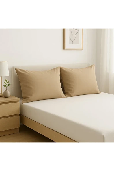 2li Yastık Kılıfı 50x70 cm  %100 Pamuk , Taş Rengi ürün görseli 1