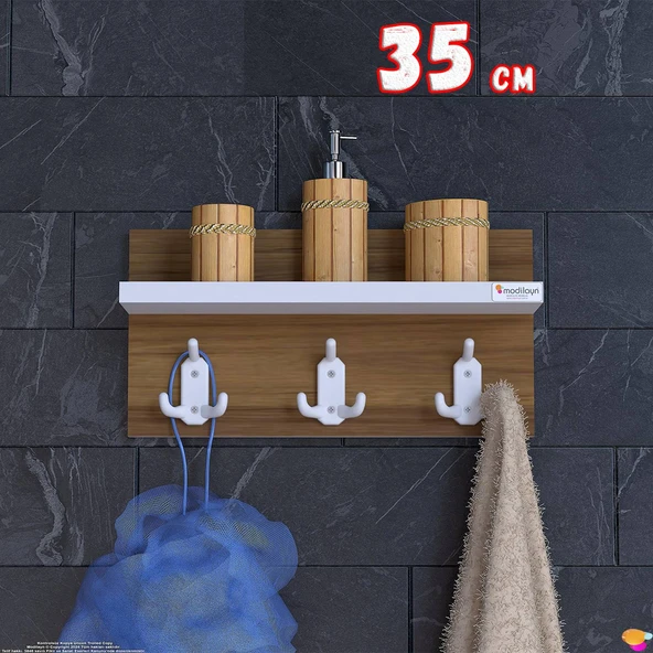 Modilayn Kedi Serisi 3’lü Banyo Raflı Askısı Seti: 31,4x18 cm, 9 Kancalı Düzenleyici, Yer Tasarrufu. ürün görseli 1