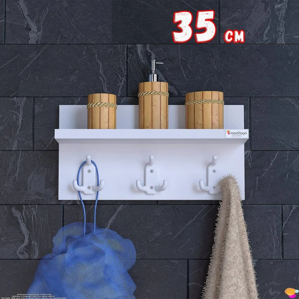 Modilayn Kedi Serisi 3’lü Banyo Askısı Seti: 31,4x18 cm, 9 Kancalı Raflı Düzenleyici, Yer Tasarrufu. ürün görseli 1