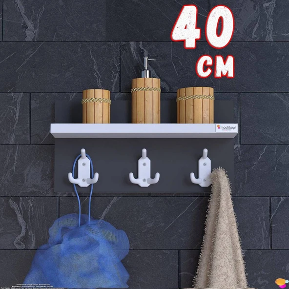 Modilayn KEDİ 9 Kancalı Banyo Askısı 3' lü Set (36,4x18 cm) Şık Tasarım Ekstra Düzen ve Yer Tasarrufu ürün görseli 1