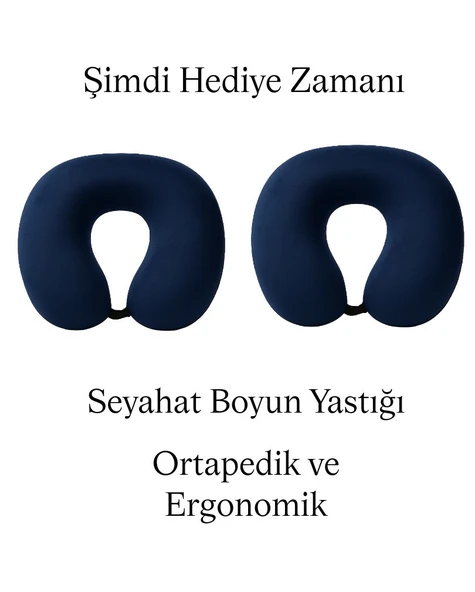 armegeda sıradışı tasarımlar Visco Seyahat Ortapedik Boyun Destek Yastığı ikil set lacivert ürün görseli 1