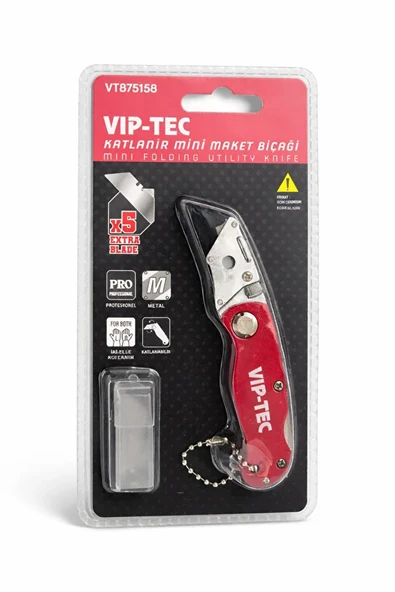 Katlanır Mini Maket Bıçağı,  Metal Gövde,  5 Yedek Bıçaklı, Profesyonel ürün görseli 1