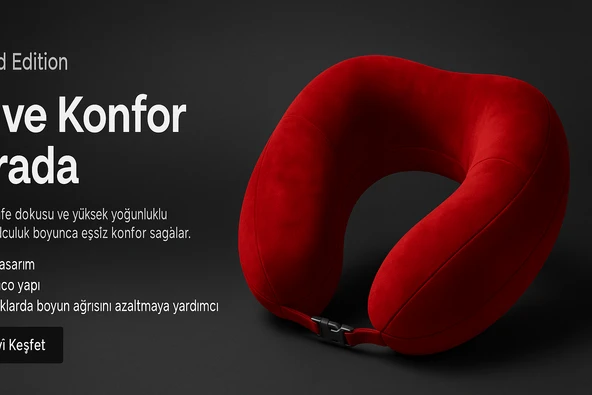 Armegeda Kırmızı Memory Foam Boyun Destekli Seyahat Yastığı ürün görseli 1