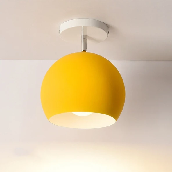 RİOLİGHT MODERN SARI CAFE,ÇOCUK,GENÇ ODASI İÇİN MAFSALLI HAREKETLİ BAŞLIK 1XE27 METAL GLOP AVİZE ürün görseli 1