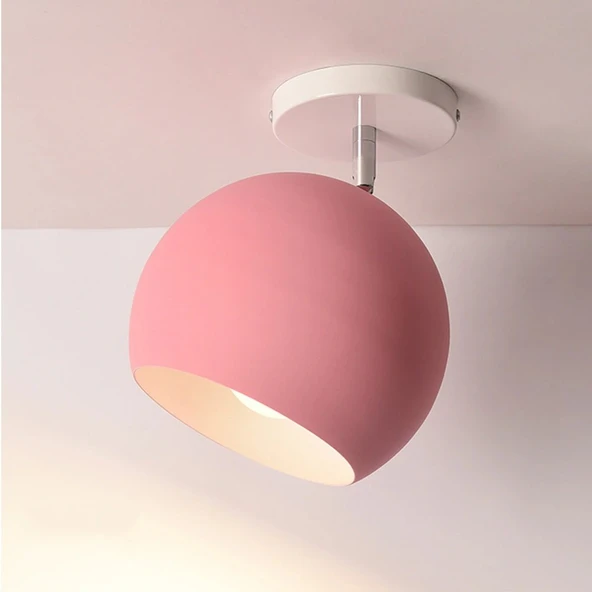 RİOLİGHT MODERN PEMBE CAFE,ÇOCUK,GENÇ ODASI İÇİN MAFSALLI HAREKETLİ BAŞLIK 1XE27 METAL GLOP AVİZE ürün görseli 1