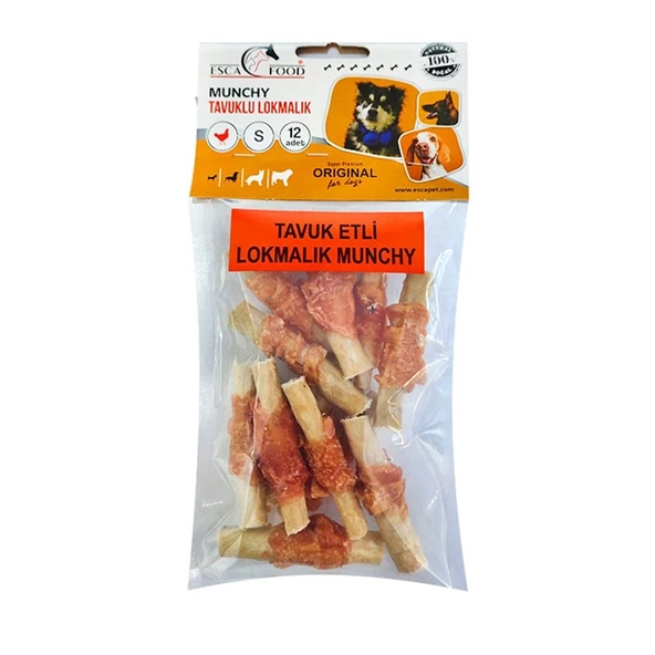 Esca Munchy Tavuk Etli Lokmalık Köpek Ödül Kemiği 6 Gr. 12 Adet ürün görseli 1