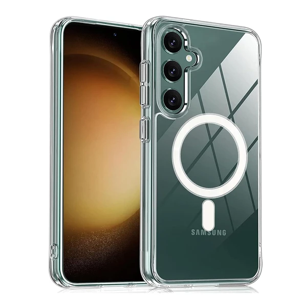 Samsung Galaxy S25 Plus Kılıf Magsafe Özellikli Şeffaf Silikon Kapak ürün görseli 1