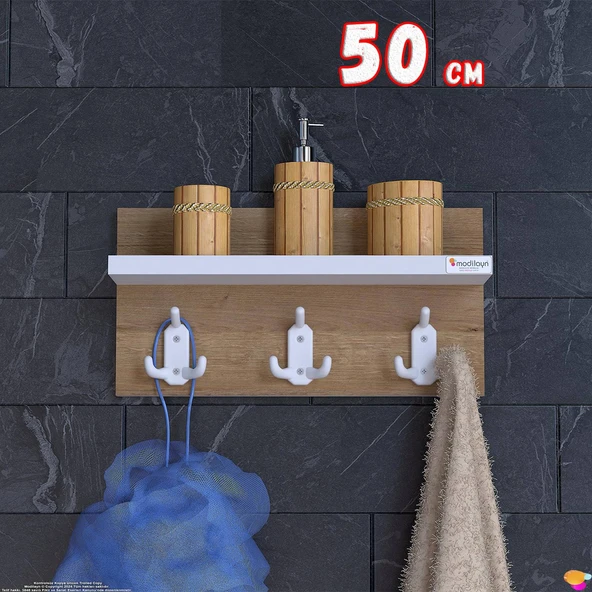 Modilayn Kedi Serisi 3’lü Banyo Askısı Seti: 46,4x18 cm 9 Kancalı Raflı Düzenleyici, Yer Tasarrufu ürün görseli 1