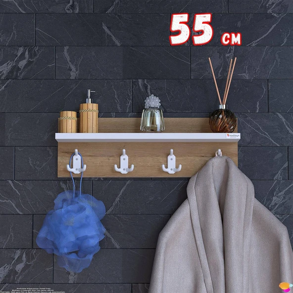 Modilayn Kedi Serisi 51,4x18cm 4’lü Banyo Askısı Seti | 12 Kancalı Raflı Düzenleyici Yer Tasarrufu. ürün görseli 1