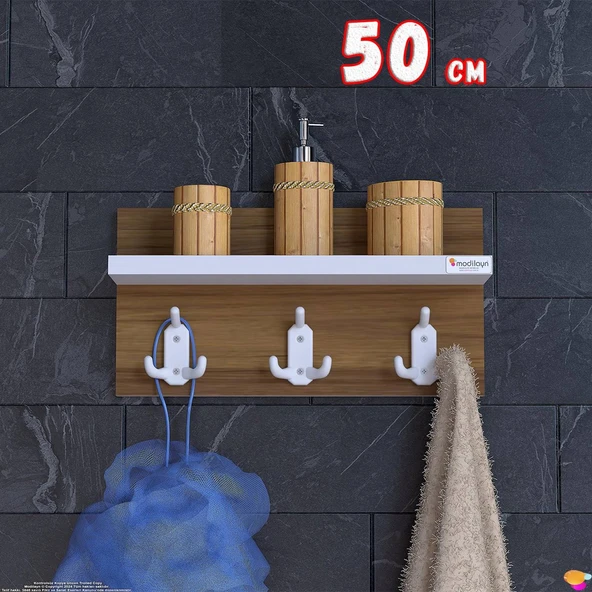 Modilayn Kedi Serisi 46,4x18cm, 3’lü Banyo Askısı Seti: 9 Kancalı Raflı Düzenleyici, Yer Tasarrufu. ürün görseli 1
