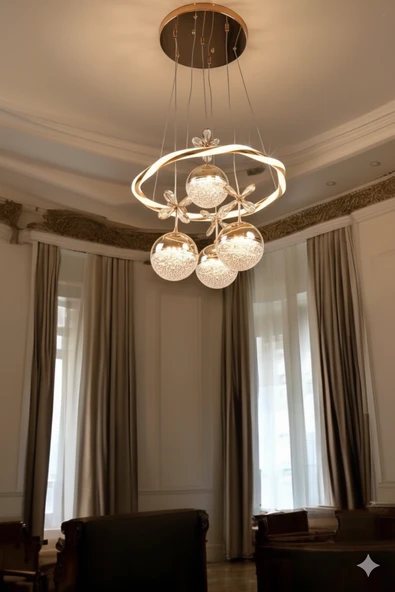 Premium 4'lü Gold LED Avize - Ayarlanabilir Tasarım ürün görseli 1