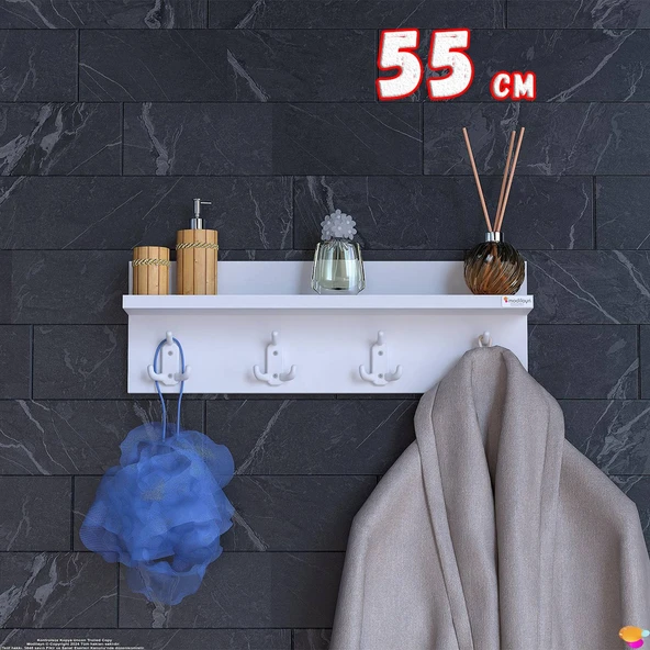 Modilayn Kedi Serisi 4’lü Banyo Askısı Seti | 51,4x18 cm 12 Kancalı Raflı Düzenleyici Yer Tasarrufu ürün görseli 1
