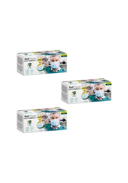 Roll Cerrahi Maske 3 Katlı Telli Eko 3 Paket 150 Adet ürün görseli 1