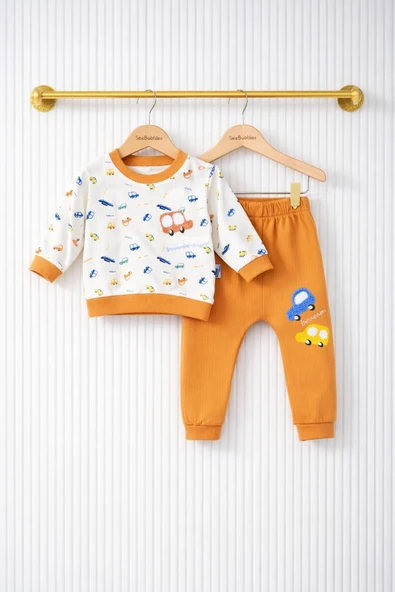 Araba Desenli Erkek Bebek Pijama Takım ürün görseli 1